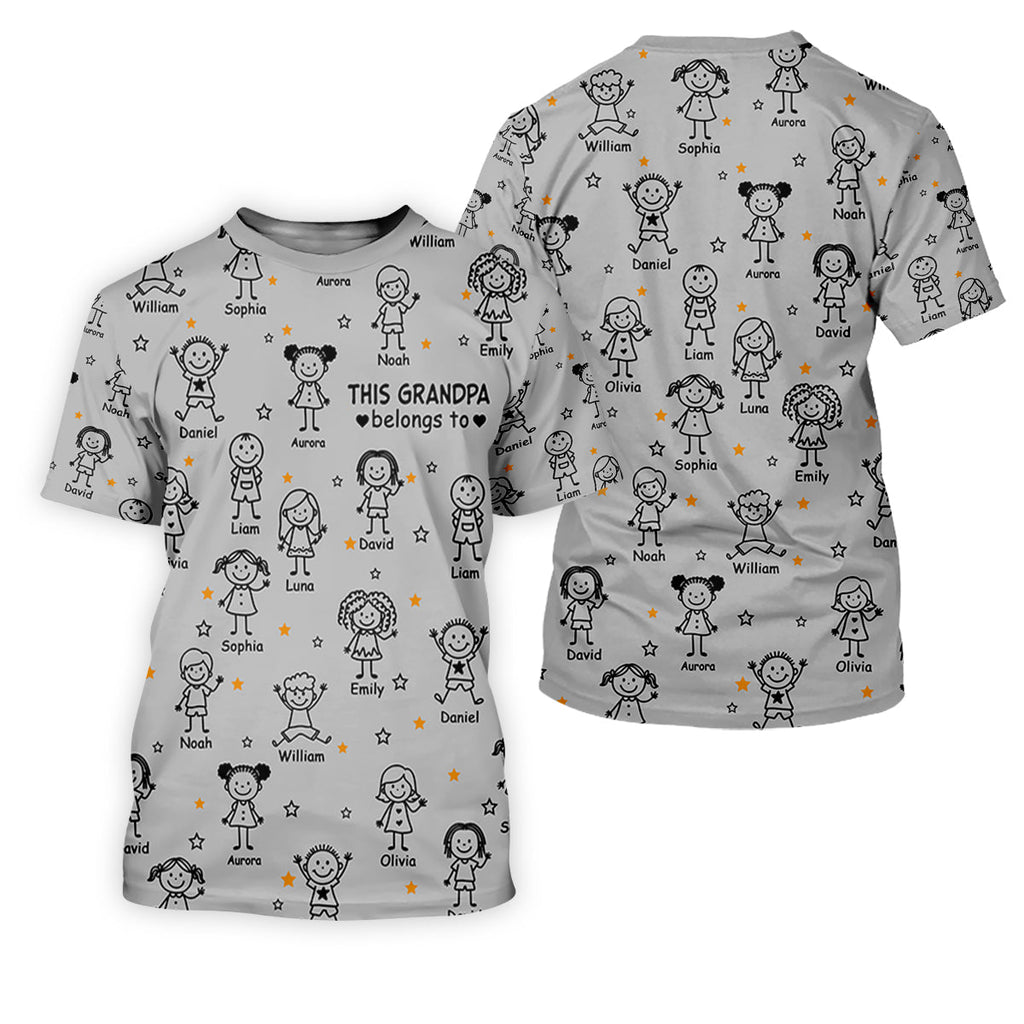 This Grandpa Dad Belongs To Kids Pet Grey Golf Shirt, Polo Shirts For Men, Golf Gift For Men
