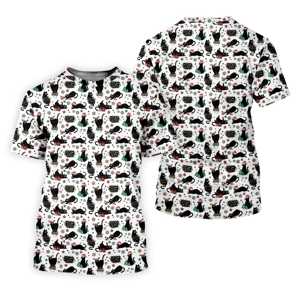 Xmas Black Cat Polo Shirts For Men, Christmas Golf Shirt, Golf Gift For Men, Christmas Golf Shirt
