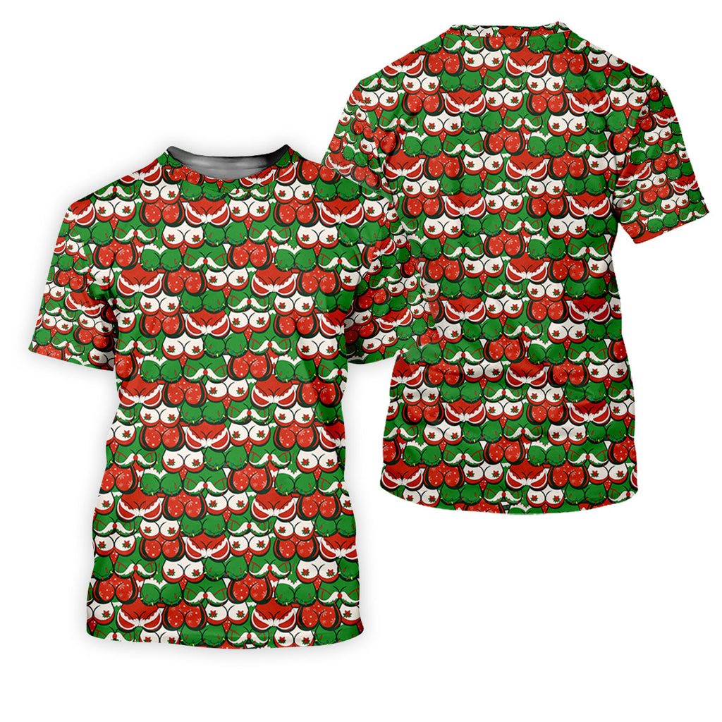 Funny Christmas Red And Green Men's Golf Polo Shirts, Christmas Golf Shirt, Cute Golf Outfit, Golf Gift For Men