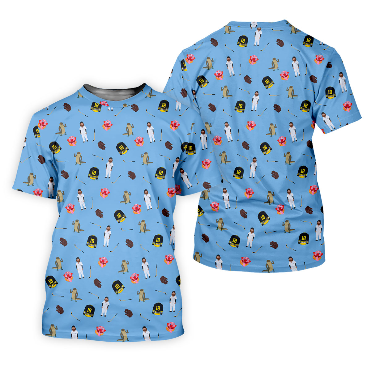 Sport Movie Character Funny Aligator Clown Head Blue Golf Shirt, Men's Funny Golf Shirts, Golf Shirts For Men