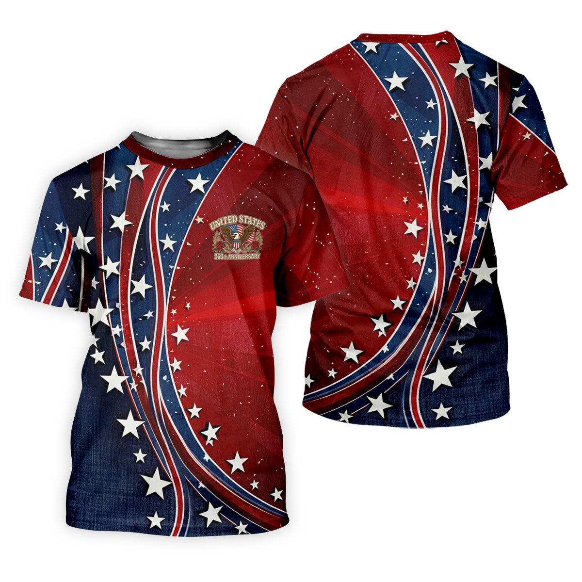 US 250th Anniversary Red White Navy Stars And Stripes Patriotic Golf Shirt, 4th Of July Golf Shirts For Men