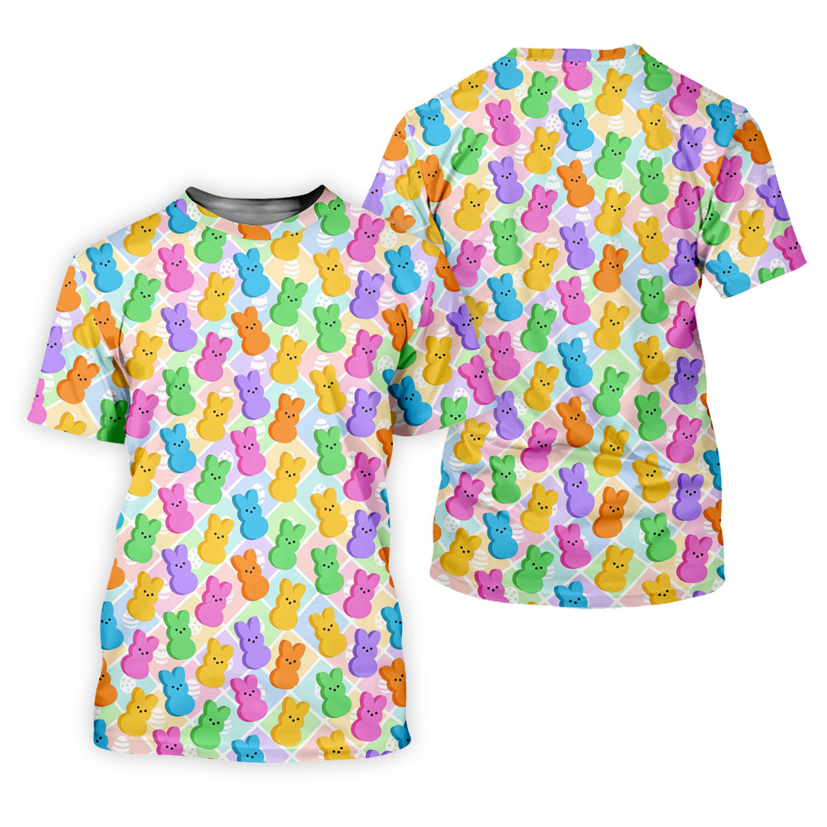 Pastel Easter Peeps Colorful Checkered Golf Shirts For Men, Cute Golf Outfit, Polo ShirtFor Men