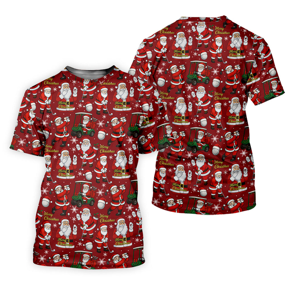 Funny Santa Golfing Christmas Polo Shirt Christmas Golf Shirt, Polo ShirtFor Men, Golf Gift For Men