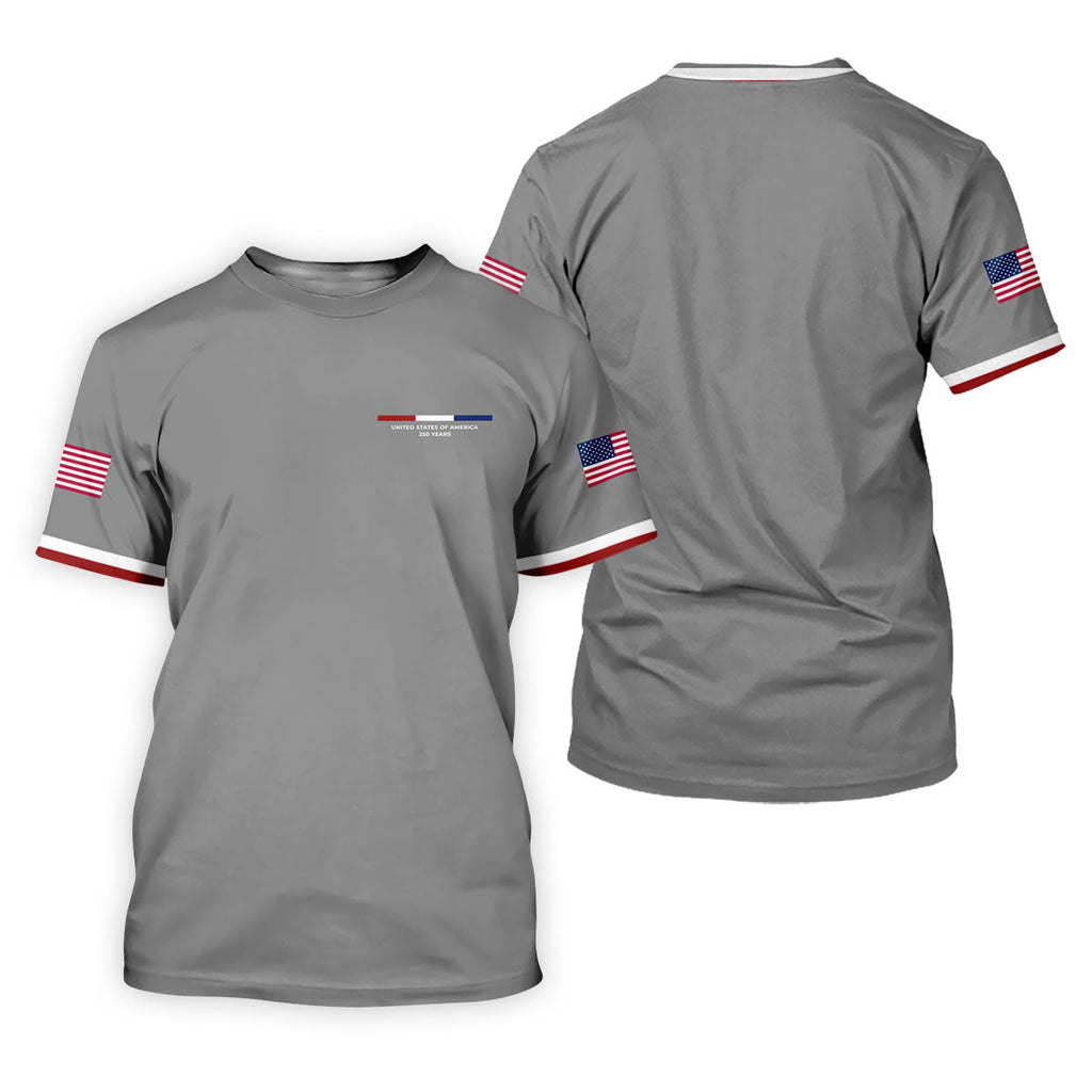 United States Of America 250 Years Grey Golf Shirt, Patriotic Golf Shirt, Golf Shirts For Men