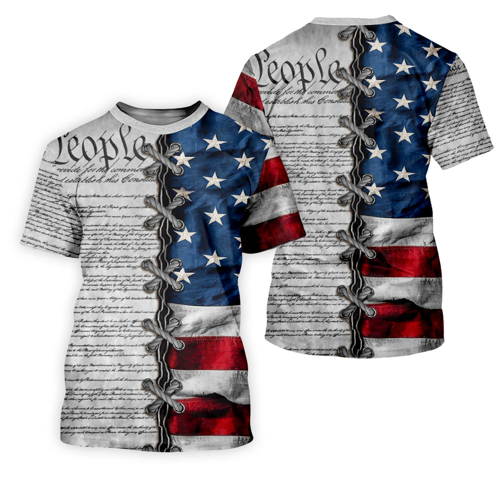 We The People Preamble Patriotic 4th Of July Grey Golf Shirt, 250th Anniversary Golf Shirts For Men