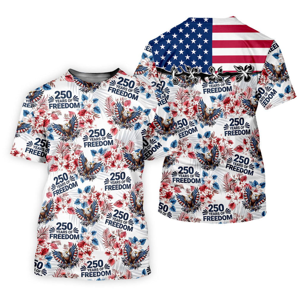 America 250 Years Of Freedom Tropical Vibe Patriotic Golf Shirt, 4th Of July Golf Shirt, Golf Shirts For Men