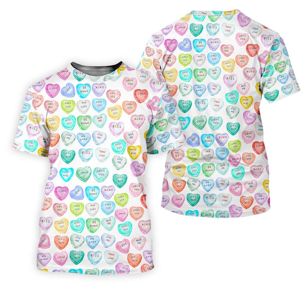 Sweet Words Watercolor Heart Golf Tops For Men, Valentines Golf Gift, Polo Shirts For Men