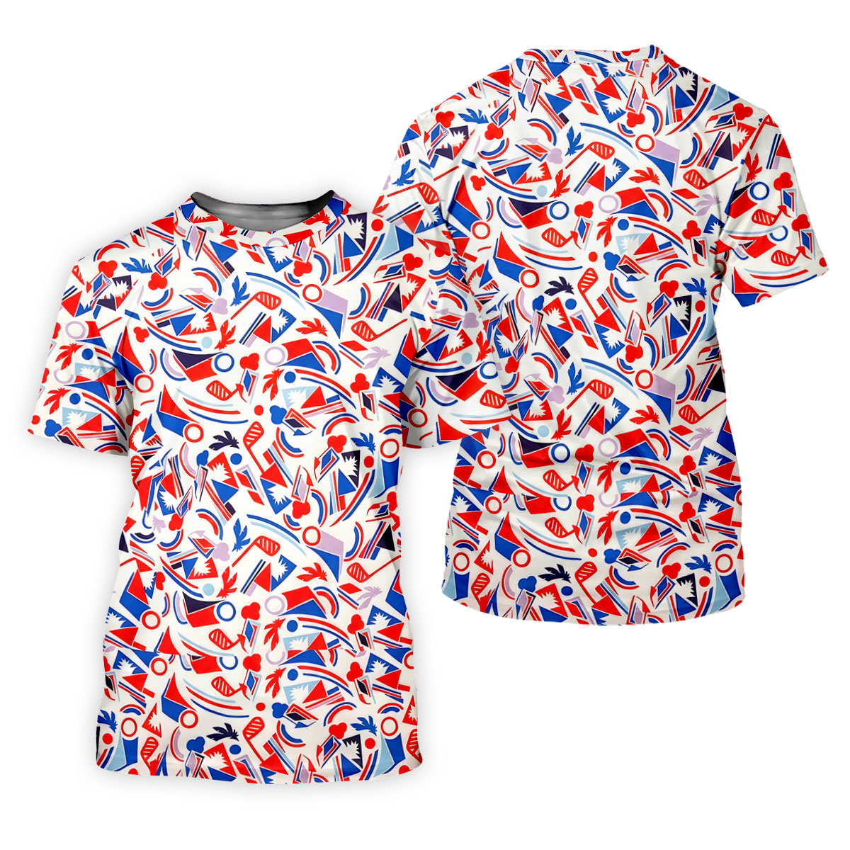 Red White Blue Golf Pattern Patriotic Golf Shirt, 250 Years Of Freedom 4th Of July Golf Shirts For Men