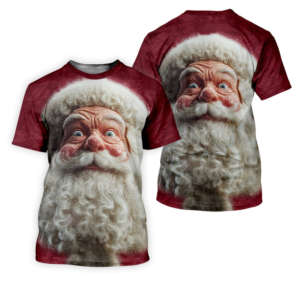 Santa Claus Face Funny Holiday Vintage Print Men's Golf Polo Shirts, Christmas Golf Shirt, Golf Gift For Men
