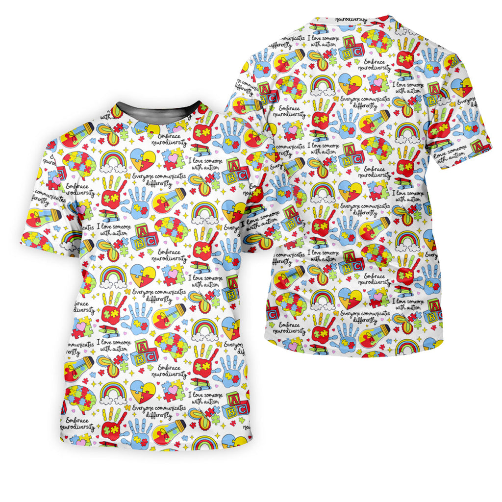 I Love Someone With Autism White Golf Shirt, Autism Awareness Color Ladies Golf Shirts, Ladies Golf Polos