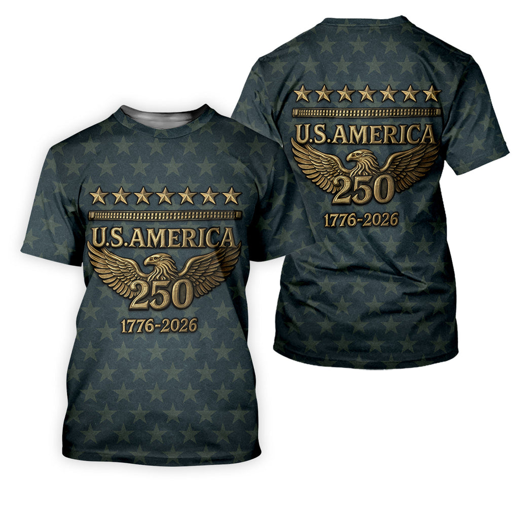 US America 250th Anniversary Denim Color Star Pattern Golf Tops For Men, Patriotic Golf Shirt, Golf Shirts For Men