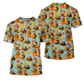 Turkey Pumpkin Thanksgiving Holiday Blue And Orange Polo Shirts For Men, Golf Gift For Men