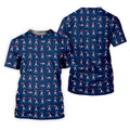 Cartoon Figures Golf Pose Navy Golf Shirt, Golf Tops For Men, Polo Shirts For Men, Golf Shirts For Men
