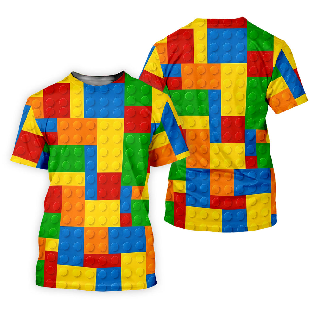 Lego Pattern Colorful Golf Shirt, Golf Tops For Men, Polo ShirtFor Men, Golf Shirts For Men