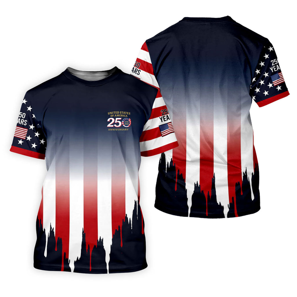 USA 250 Anniversary American Flag Golf Shirt, Patriotic 4th Of July Golf Shirts For Men