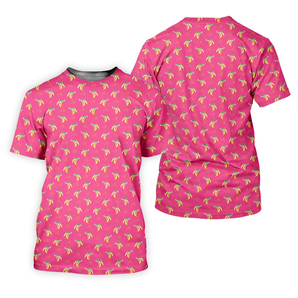 Funny Banana Hot Pink Golf Shirt, Golf Tops For Men, Golf Shirts For Men, Polo Shirts For Men