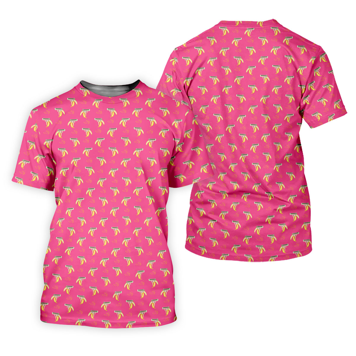 Funny Banana Hot Pink Golf Shirt, Golf Tops For Men, Golf Shirts For Men, Polo Shirts For Men