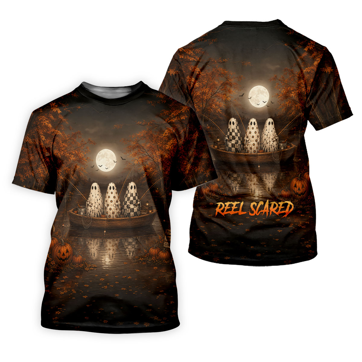 Reel Scared Ghost Fishing Halloween Shirt, Women's Fishing Shirt, Long Sleeve Shirt