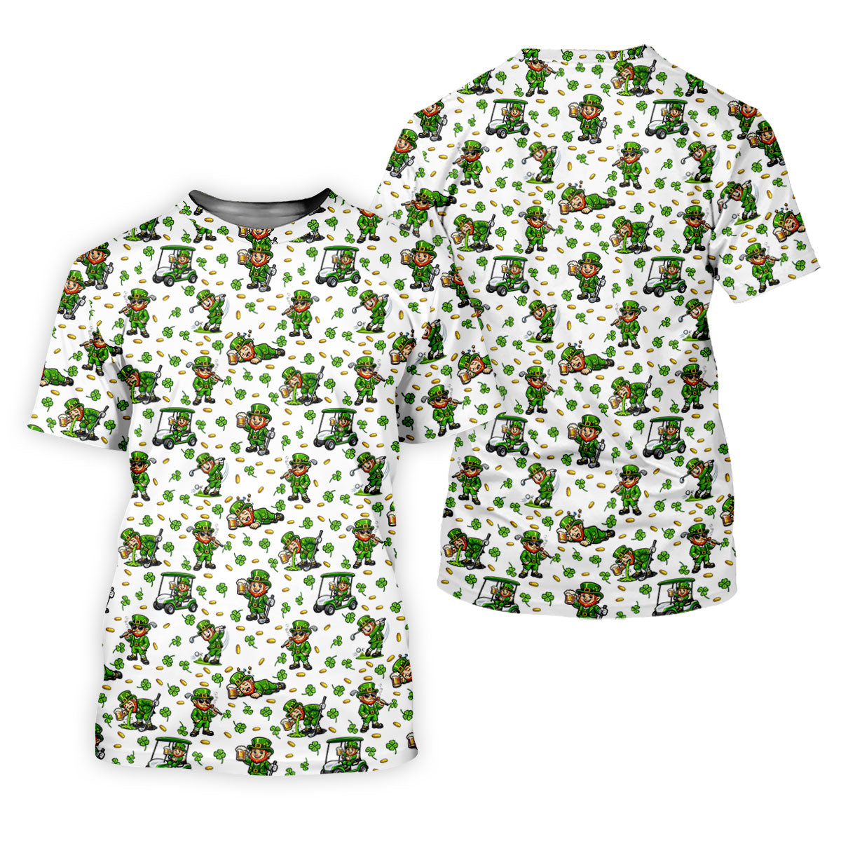 Funny Leprechaun Golf And Beer Shamrocks St Patrick's Day Golf Shirt, Golf Tops For Men, Polo For Men