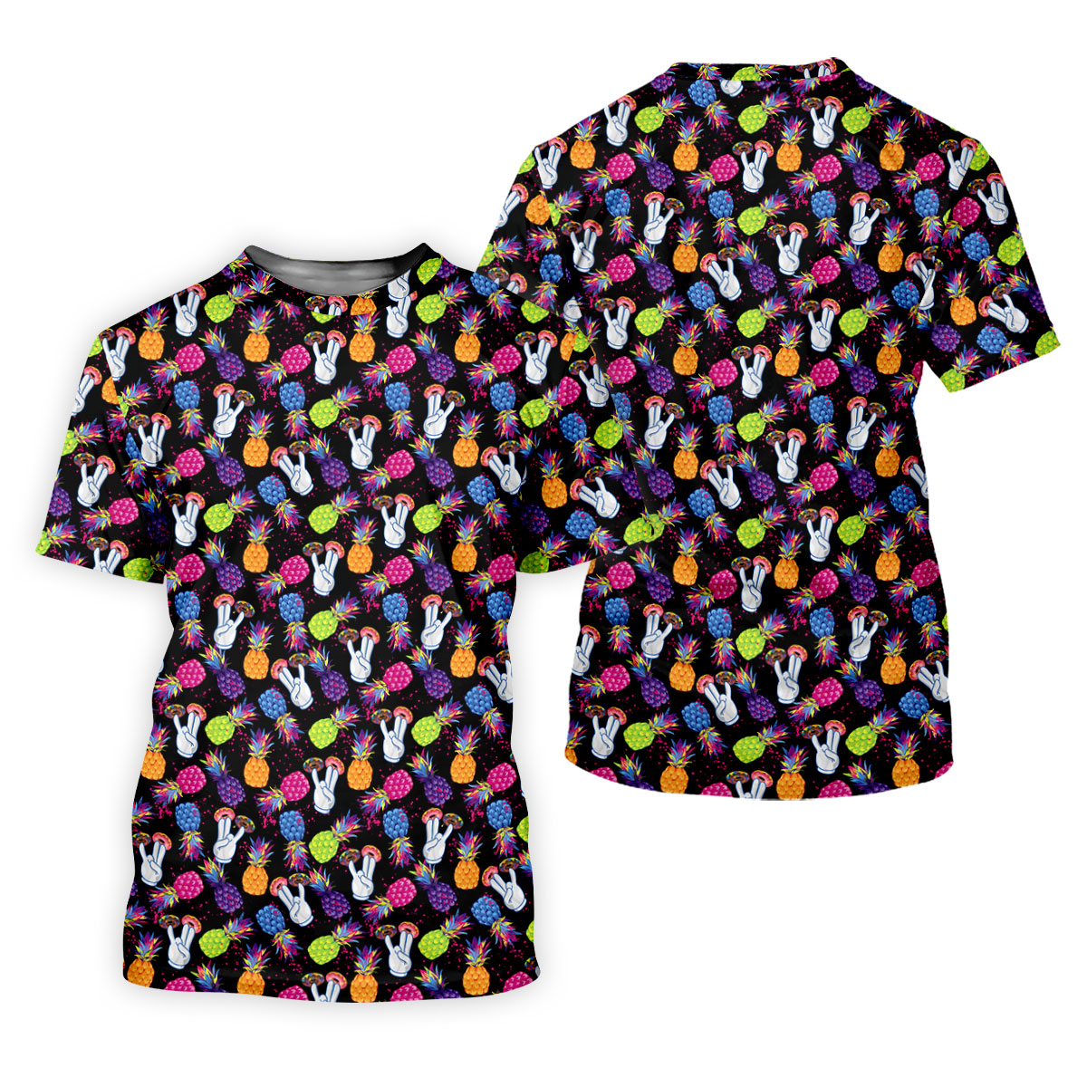 Hawaiian Pineapples Donut Finger Fun Golf Shirts For Men, Adult Humor Golf Polo, Funny Golf Shirts