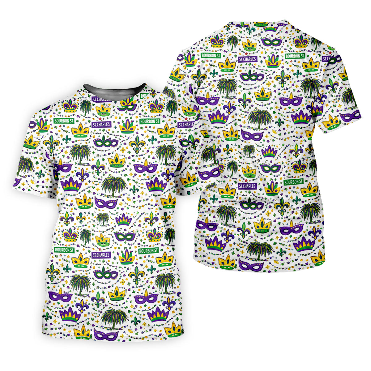 Crown Mask Fleur De Lis Mardi Gras Golf Shirt, Golf Tops For Men, Polo Shirts For Men, Golf Shirts For Men