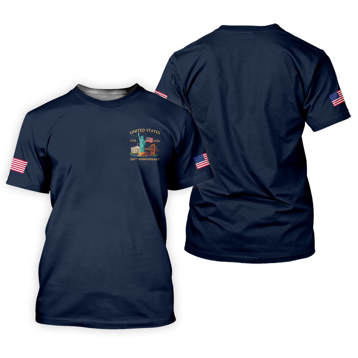 America 1776-2026 Patriotic Golf Polo Shirt, US 250th Anniversary 4th Of July Golf Shirts For Men
