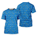 Stick Figure Golf Pose Autism Ribbon Blue Golf Shirt, Autism Awareness Colors Ladies Golf Polos