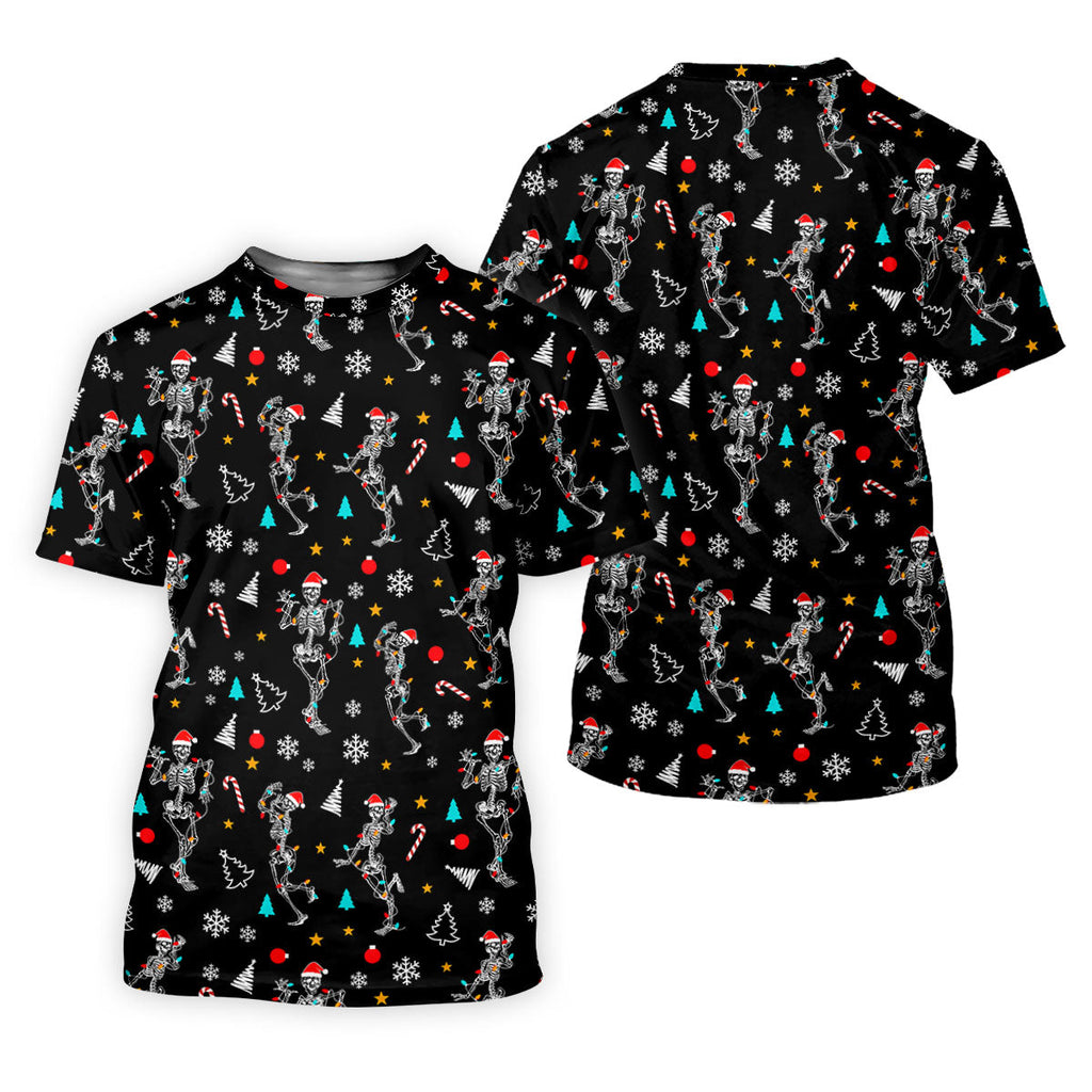 Skeleton Christmas Fun Golf Shirts For Men, Christmas Golf Shirt, Polo Shirts For Men, Cool Golf Gift