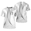 Geometric Line Wavy Line Black And White Golf Shirts For Men, Men's Golf Shirt, Polo Shirts For Men