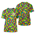 It's Okay To Be Different Colorful Puzzle Pattern Autism Awareness Men's Golf Shirt, Polo ShirtFor Men