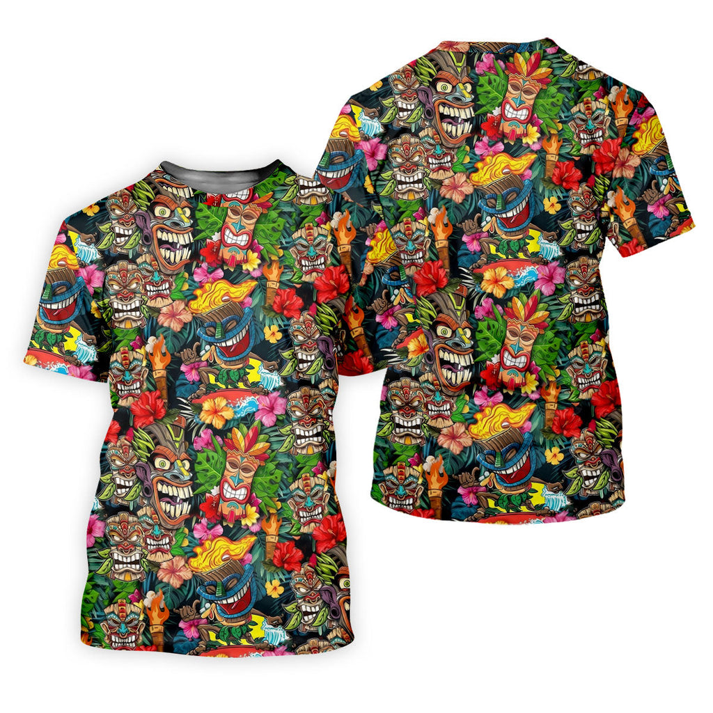 Hawaiian Tiki Tropical Floral Golf Shirts For Men, Polo Shirts For Men, Golfing Apparel