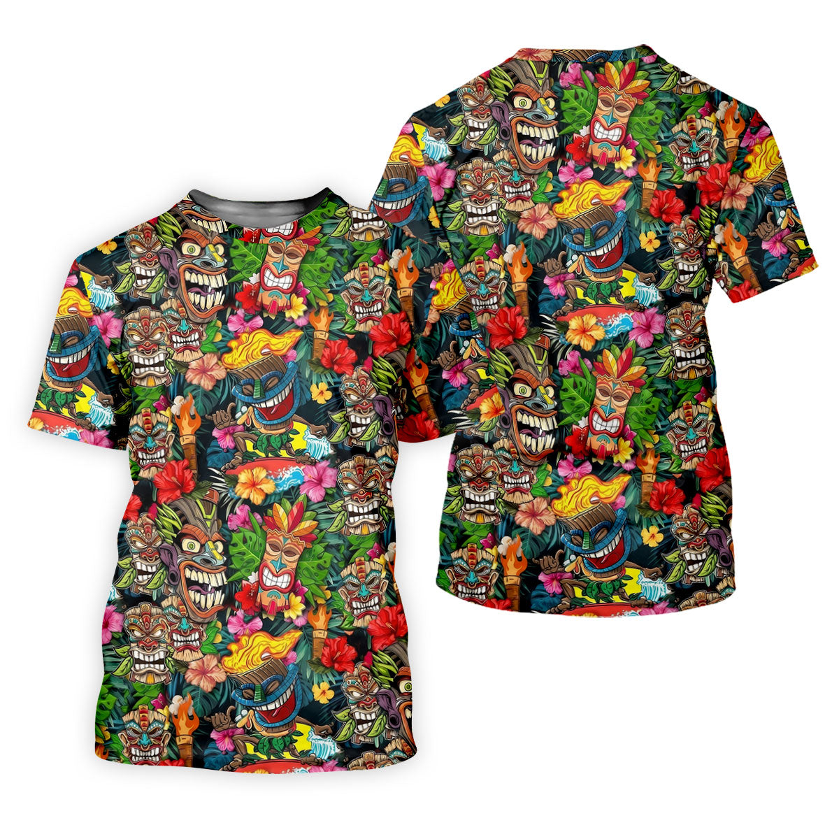 Hawaiian Tiki Tropical Floral Golf Shirts For Men, Polo Shirts For Men, Golfing Apparel