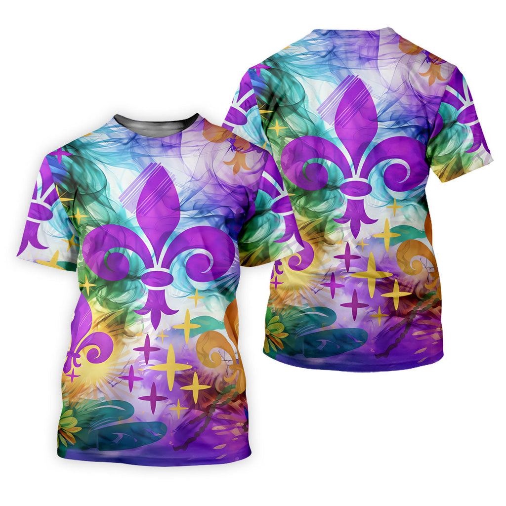 Mardi Gras Festival Fleur De Lis Symbol Purple Green Gold Polo Shirts For Men, Golf Shirts For Men