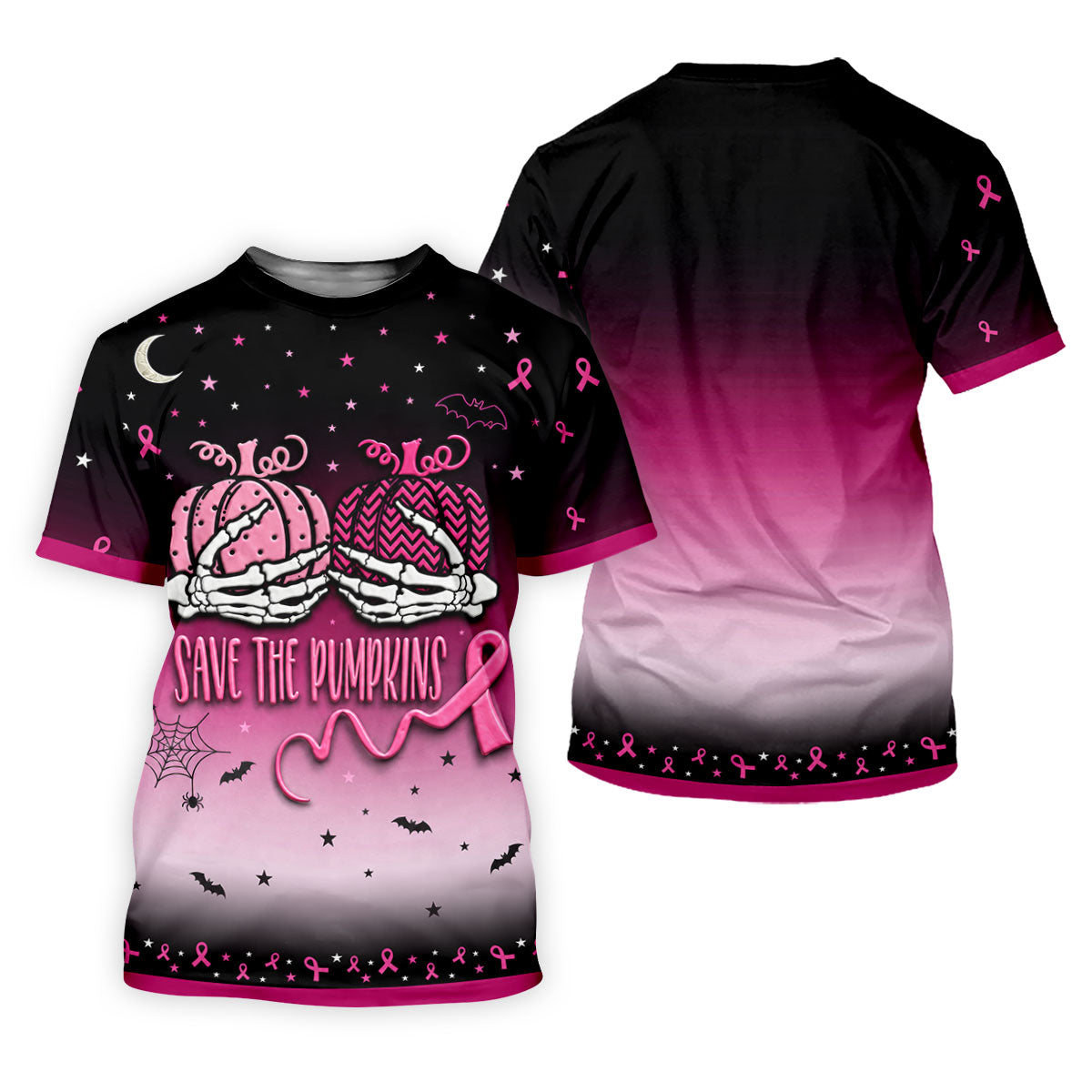 Save The Pumpkins Halloween Breast Cancer Golf Polo Shirt, Golf Apparel For Men