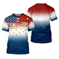 250 Years 1776-2026 Golden Star Golf Shirts For Men, Patriotic 4th Of July Polo ShirtFor Men