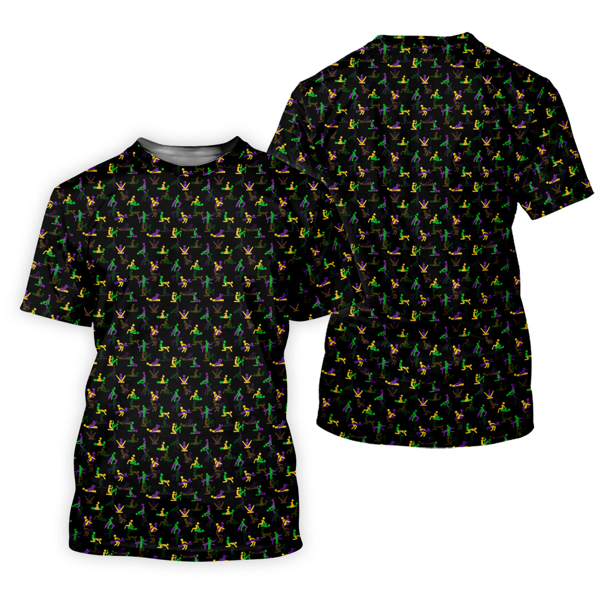 Naughty Position Stick Figure Couple Mardi Gras Black Golf Shirt, Polo Shirts For Men, Golf Shirts For Men