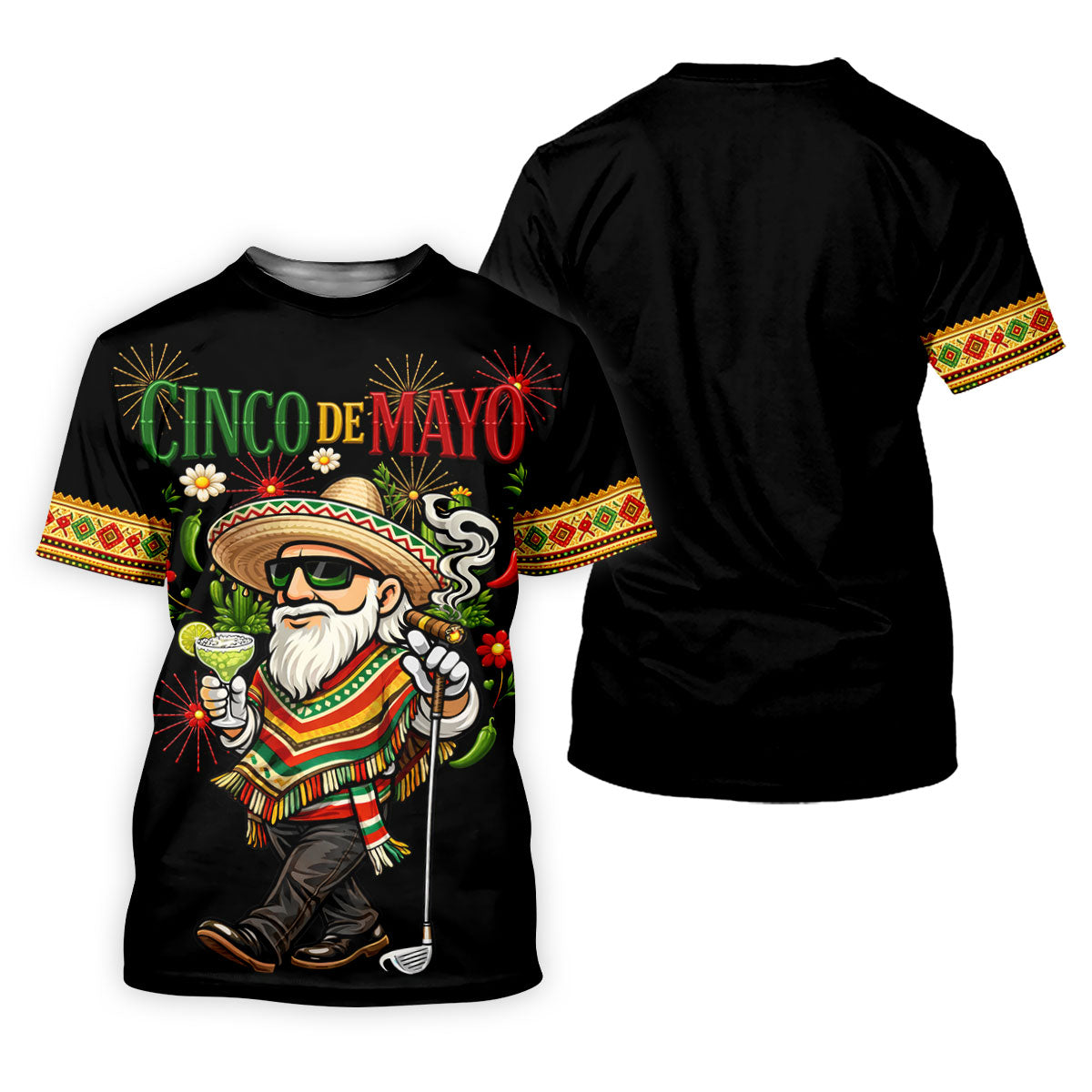 Margarita Man Cinco De Mayo Celebration Black Golf Shirt, Fiesta Theme Golf Shirts For Men