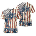 Hawaiian Theme Distressed US Flag Patriotic Golf Shirt, 250 Years 4th Of July Golf Shirts For Men