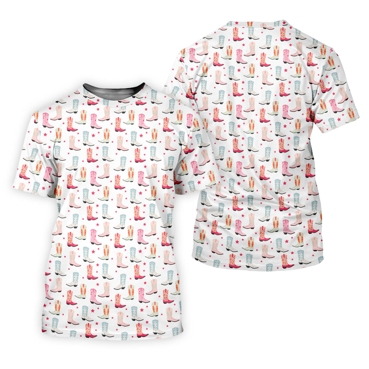Western Boot Pattern Pastel Shades Retro Golf Shirt, Polo Shirts For Men, Golf Shirts For Men
