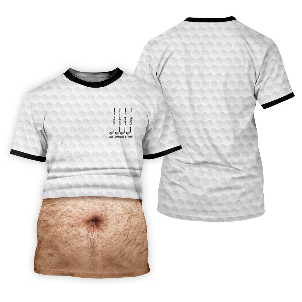 Best Dad Bod By Par White Men's Funny Golf Polo Shirts, Father's Day Golf Shirt, Golf Gift For Dad