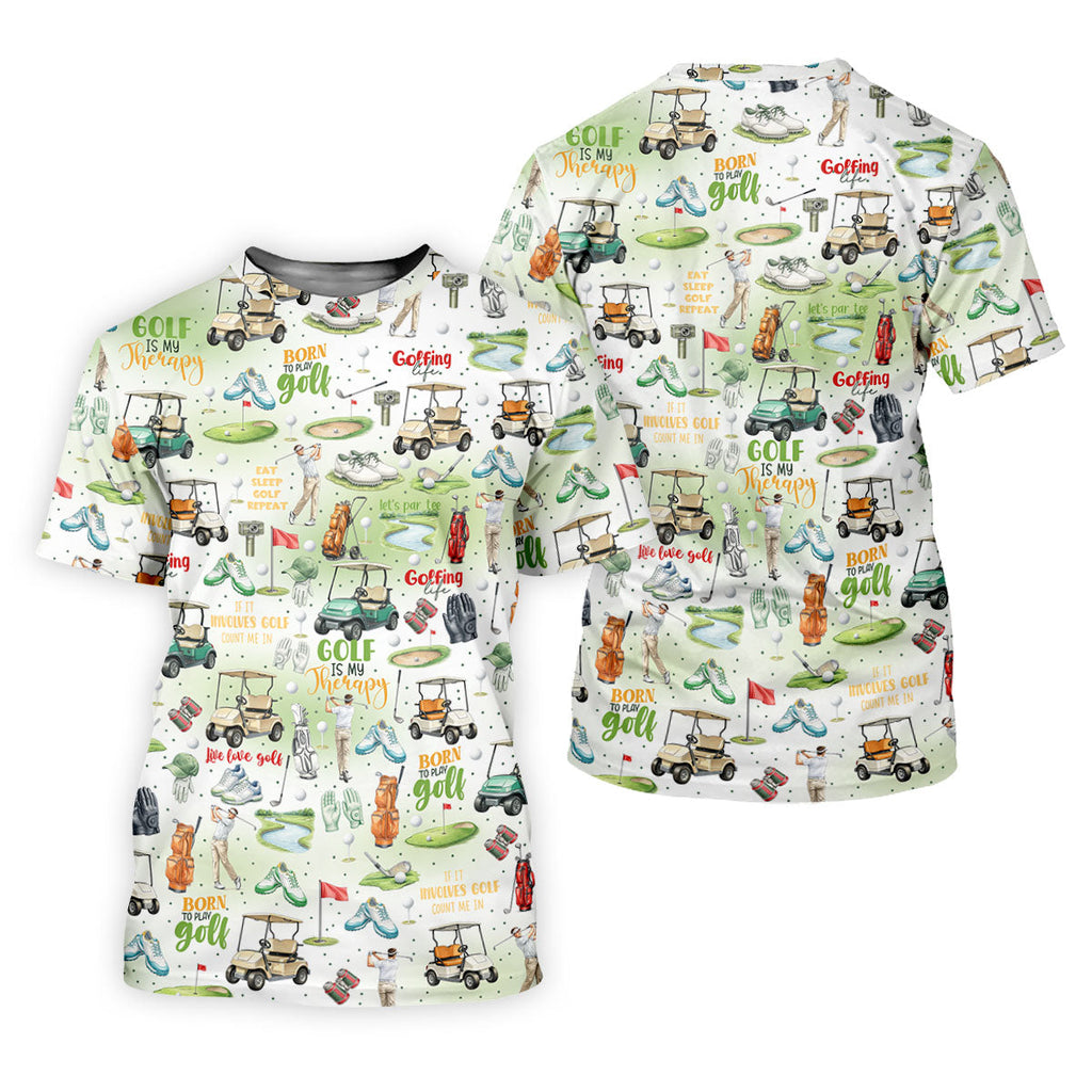 Born To Play Golf Let's Par Tee White Golf Shirt, Men's Funny Golf Shirts, Golf Shirts For Men, Polo For Men