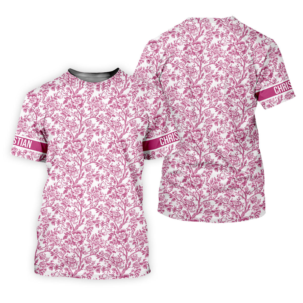 Toile De Jouy Pink Golf Shirt, Golf Tops For Men, Polo Shirts For Men, Golf Gift For Men, Golf Shirts For Men