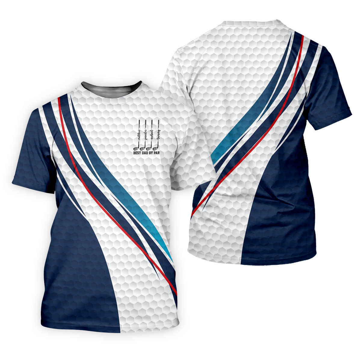 Best Dad By Par Golf Ball Pattern Wavy Stripes Father's Day Golf Shirt, Golf Gift For Dad