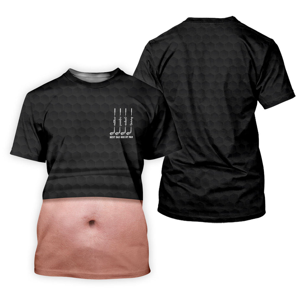 Best Dad Bod By Par Black Men's Funny Golf Polo Shirts, Father's Day Golf Shirt, Golf Gift For Dad