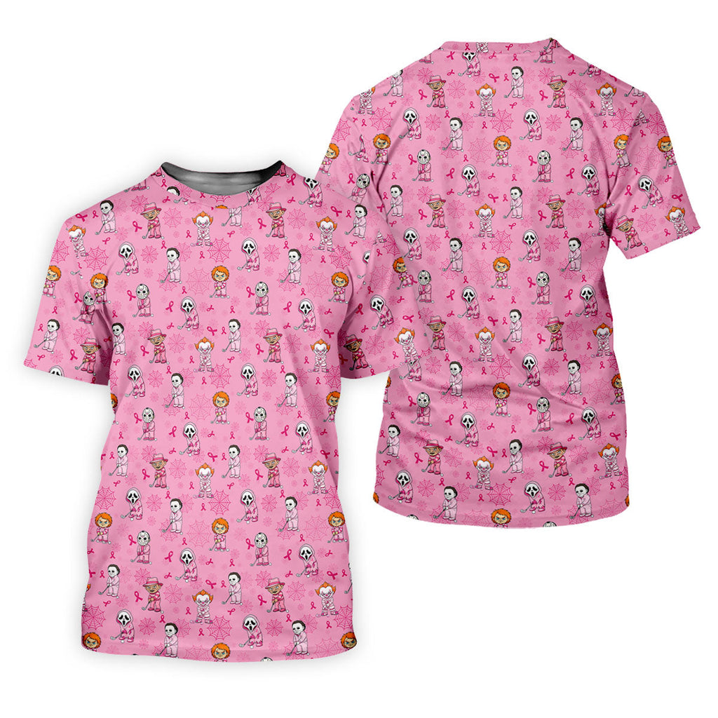 Pink Halloween Horror Breast Cancer Polo Shirt, Women's Golf Polo, Golf Tops For Women