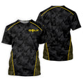 Abstract Triangle Black Yellow Golf Tops For Men, Father's Day Golf Gift, Polo Shirts For Men