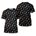 Funny Christmas Characters Golf Pose Black Golf Shirt, Christmas Golf Shirt, Polo ShirtFor Men