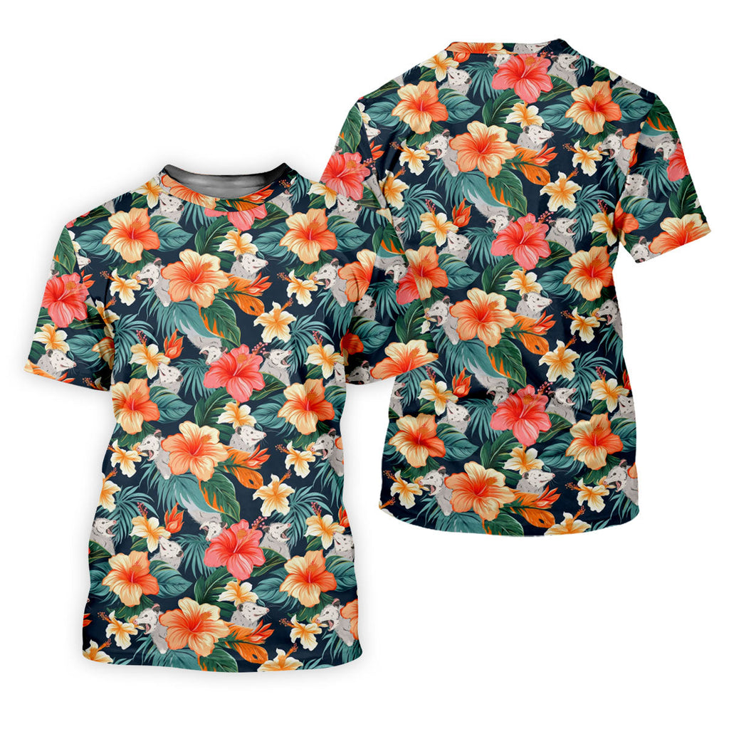 Large Hibiscus Flowers Tropical Vibe Golf Tops For Men, Hawaiian Golf Shirts, Polo Shirts For Men