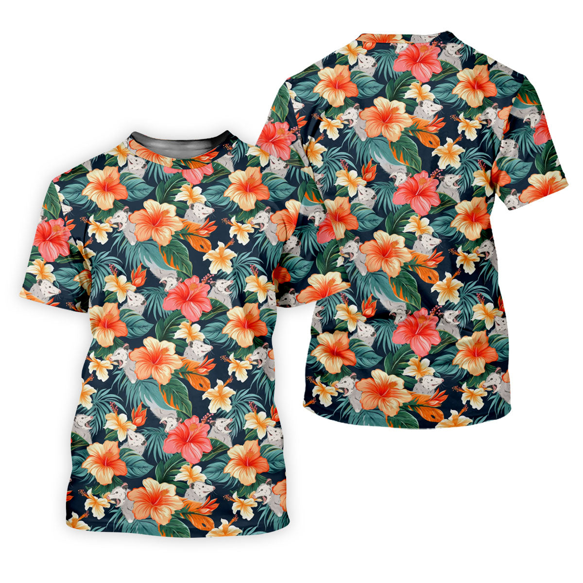 Large Hibiscus Flowers Tropical Vibe Golf Tops For Men, Hawaiian Golf Shirts, Polo Shirts For Men