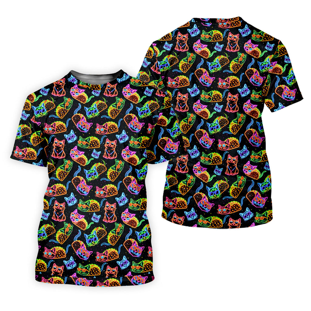 Neon Cats Tropical Vibe Golf Tops For Men, Cute Golf Outfit, Golf Shirts For Men, Polo Shirts For Men